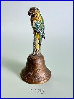 Antique 1920s Hubley Cast Iron Brass Bell Parrot Bird Tea Dinner Bell 5