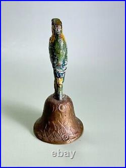 Antique 1920s Hubley Cast Iron Brass Bell Parrot Bird Tea Dinner Bell 5