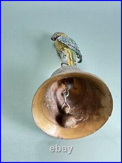 Antique 1920s Hubley Cast Iron Brass Bell Parrot Bird Tea Dinner Bell 5