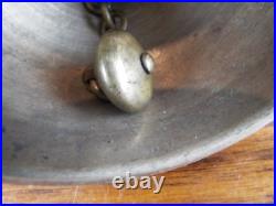 Antique 19thC Brass Hand Bell Ridged Beehive School Dinner Bell Victorian Ringer