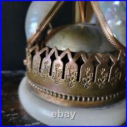 Antique 19th C French Mother of Pearl Shell Alabaster and Brass Hotel Bell