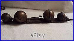 Antique 19th Century Brass Sleigh Bells Set of 4 Very Large