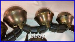Antique 19th Century Brass Sleigh Bells Set of 5 Very Large