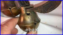 Antique 19th Century Brass Sleigh Bells Set of 5 Very Large