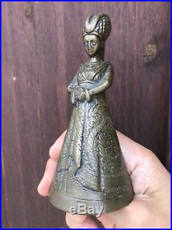 Antique 19th Victorian Brass figural Lady Figure Bell