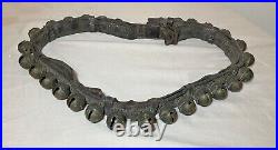 Antique 19th century handmade quality leather strap brass sleigh bells belt set