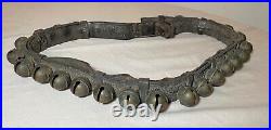 Antique 19th century handmade quality leather strap brass sleigh bells belt set