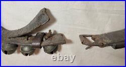 Antique 19th century handmade quality leather strap brass sleigh bells belt set