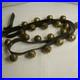 Antique 20 Brass colored Sleigh Bells on Leather Strap w Buckle 60 long EAC