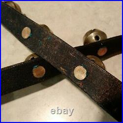 Antique 27 Sleigh Brass Bell withClappers On Original Leather Buckled Strap