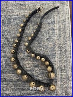 Antique 29 Graduated Sleigh Harness BRASS Bells #1-#15-#1 on DBL Leather Strap
