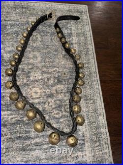 Antique 29 Graduated Sleigh Harness BRASS Bells #1-#15-#1 on DBL Leather Strap