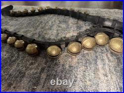 Antique 29 Graduated Sleigh Harness BRASS Bells #1-#15-#1 on DBL Leather Strap