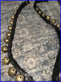 Antique 29 Graduated Sleigh Harness BRASS Bells #1-#15-#1 on DBL Leather Strap