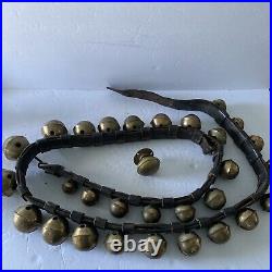 Antique 29 Graduated Sleigh Harness Bells on Original 85 Long Leather Strap