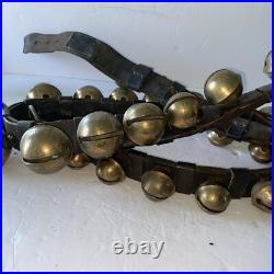 Antique 29 Graduated Sleigh Harness Bells on Original 85 Long Leather Strap