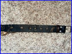 Antique 32 Horse Sleigh Bells Leather strap Brass Heavy Some Numbered Nice Sound