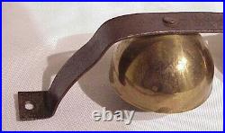 Antique (3) Large Brass Horse Drawn Sleigh Bells On Hand Wrought Bracket
