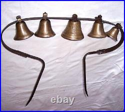 Antique 5 Mounted Horse Bell Chiantel Fondeur Siagnelegier 1878 Sleigh Wagon