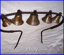Antique 5 Mounted Horse Bell Chiantel Fondeur Siagnelegier 1878 Sleigh Wagon