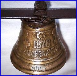Antique 5 Mounted Horse Bell Chiantel Fondeur Siagnelegier 1878 Sleigh Wagon