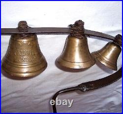 Antique 5 Mounted Horse Bell Chiantel Fondeur Siagnelegier 1878 Sleigh Wagon