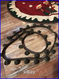 Antique 6 Foot Horse Sleigh Brass Petal Bells (29) String on Leather Belt NR