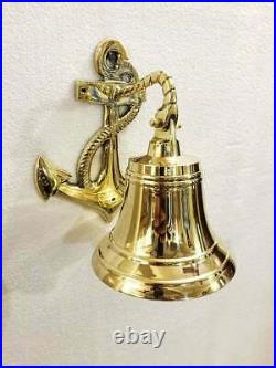 Antique 6 Solid Brass Anchor Ship Bell Ring Home Kitchen Out & Indoor Door Bell