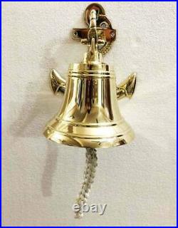 Antique 6 Solid Brass Anchor Ship Bell Ring Home Kitchen Out & Indoor Door Bell