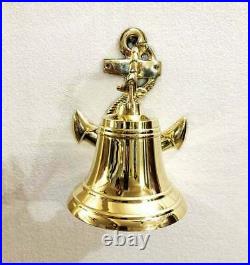 Antique 6 Solid Brass Anchor Ship Bell Ring Home Kitchen Out & Indoor Door Bell