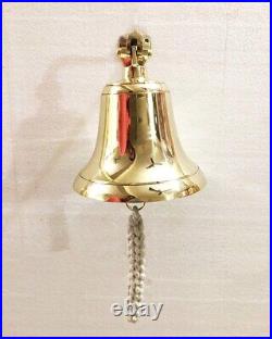 Antique 6 Solid Brass Ship Bell Ring Home Kitchen Outdoor Indoor Door Bell Wall