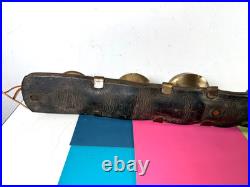 Antique 6 Swedish Sleigh Bells Horse Rump Leather Strap Petal Brass Xmas Jingle