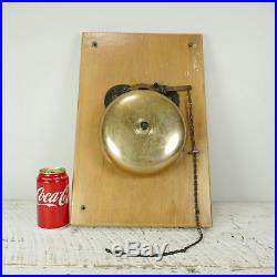 Antique 7 Brass Bell Fire House School Boxing vintage wood BOARD MOUNTED