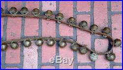 Antique 90 Leather Strap 45 Embossed Brass Horse Sleigh Bells