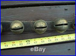 Antique 97.5 LEATHER STRAP 30 Brass Graduated Numbered HORSE SLEIGH BELLS