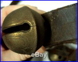 Antique 97.5 LEATHER STRAP 30 Brass Graduated Numbered HORSE SLEIGH BELLS