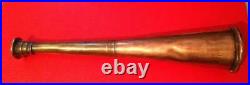 Antique 9 1/4 inch Copper & Brass Hunting Horn with worn stamp, 1 3/4 inch bell