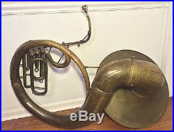 Antique A K Huttl Graslitz Brass Tuba 3 Valves with Removable Bell Germany