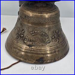 Antique Albertano Frères Swiss Bronze Cowbell with Leather Strap