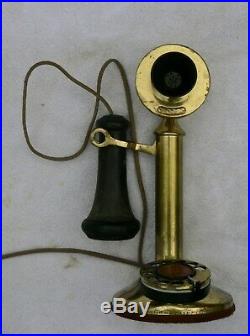 Antique American Bell Telephone Candlestick Brass Telephone Works