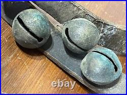 Antique Amish Brass Sleigh Bells 100 Leather Strap Harness Design 1+ 27 Bell