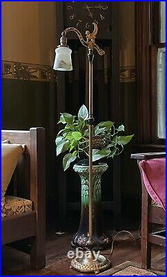 Antique Art Deco Art Nouveau Bridge Arm Floor Lamp