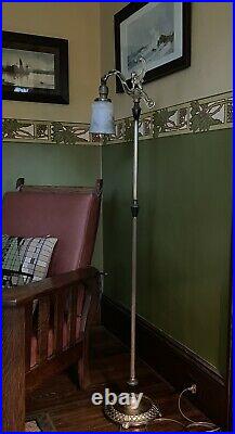 Antique Art Deco Art Nouveau Bridge Arm Floor Lamp