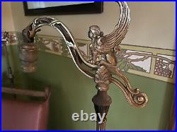 Antique Art Deco Art Nouveau Bridge Arm Floor Lamp