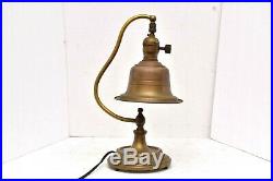 Antique Art Deco Brass Desk Lamp Bell shaped Shade Gooseneck Table Light vintage