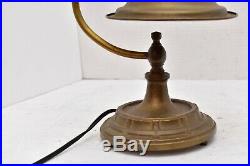 Antique Art Deco Brass Desk Lamp Bell shaped Shade Gooseneck Table Light vintage