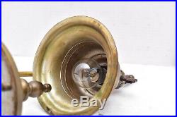 Antique Art Deco Brass Desk Lamp Bell shaped Shade Gooseneck Table Light vintage