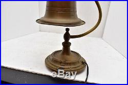 Antique Art Deco Brass Desk Lamp Bell shaped Shade Gooseneck Table Light vintage