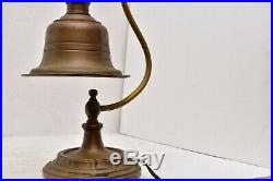 Antique Art Deco Brass Desk Lamp Bell shaped Shade Gooseneck Table Light vintage