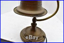 Antique Art Deco Brass Desk Lamp Bell shaped Shade Gooseneck Table Light vintage